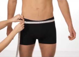 Taking measurements for training pants or briefs