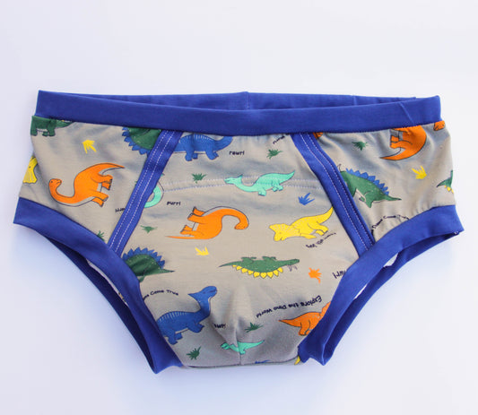 ABDL training pants for adult Dino on a gray background