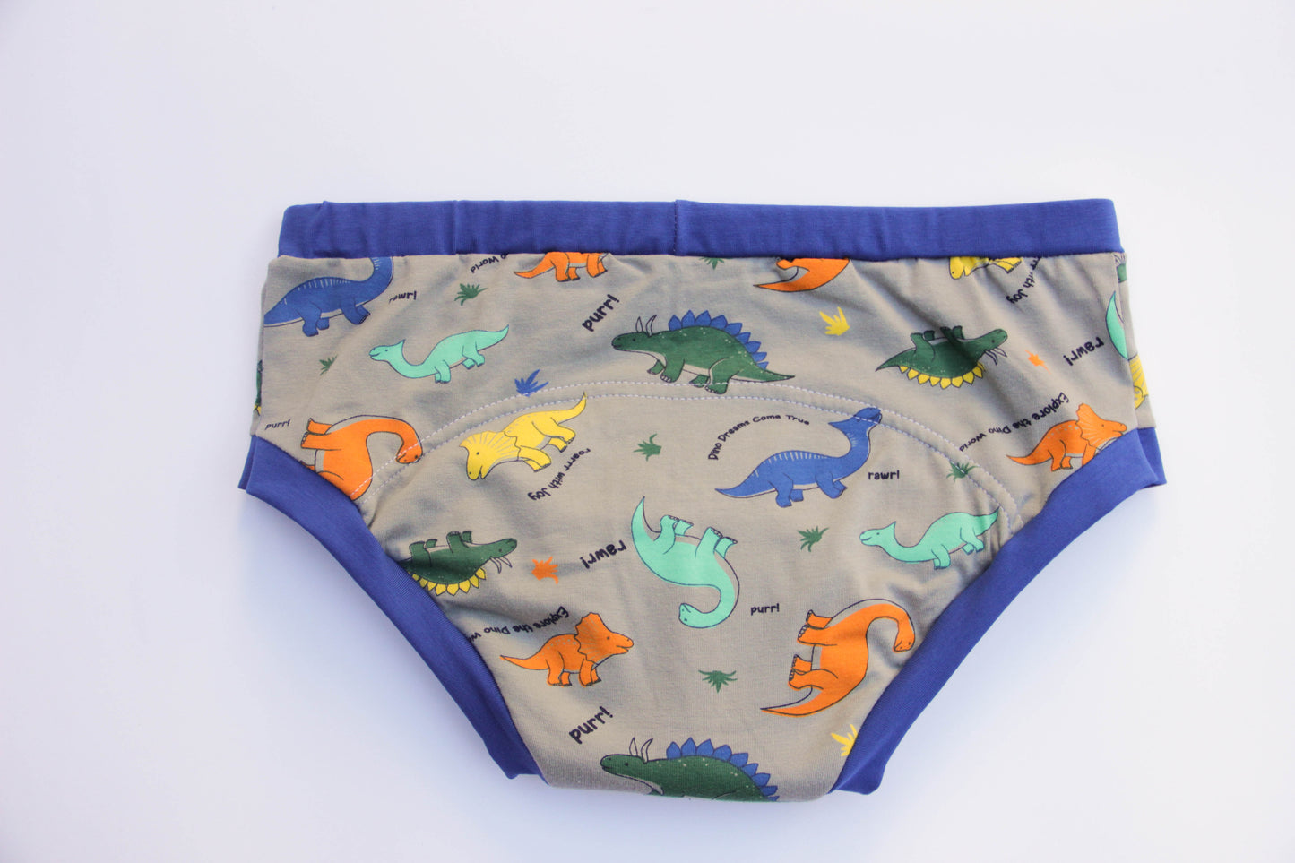 ABDL training pants for adult Dino on a gray background
