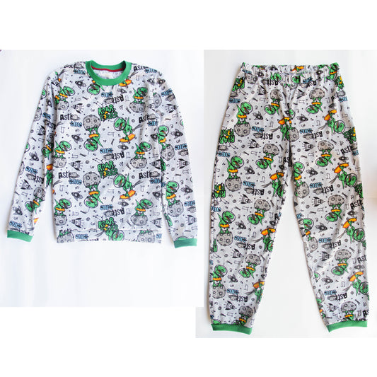 Dino pajama for diaper lovers. Cotton sleepwear for adults baby boy
