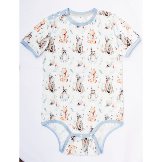 Adult body onesie with shoulder closure cotton bodysuit adult baby ABDL front view