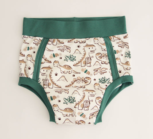 ABDL training pants for adult Dino green edging