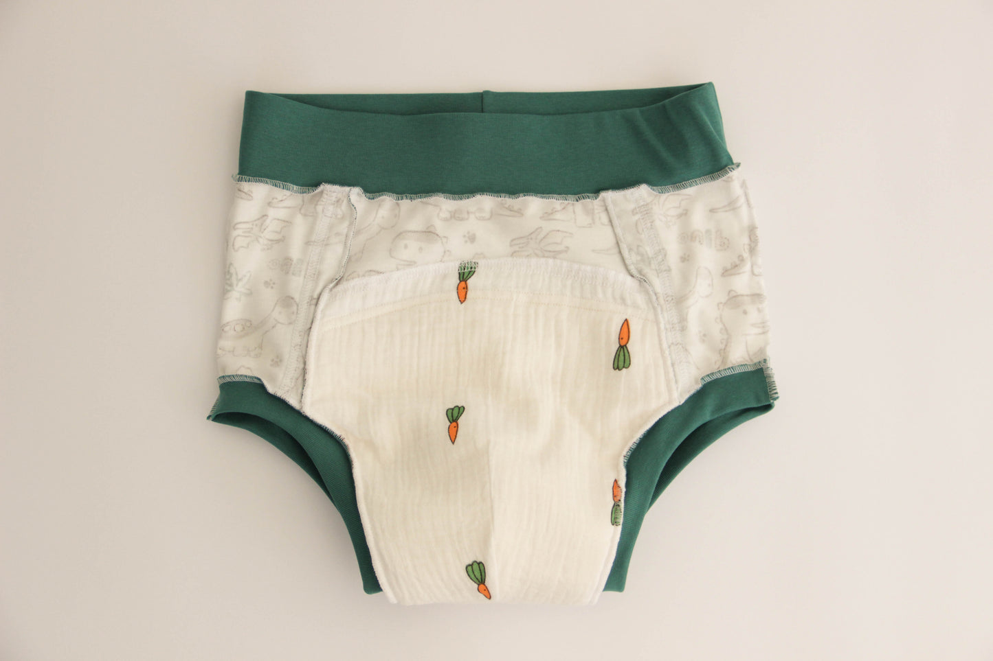 ABDL training pants for adult Dino green edging
