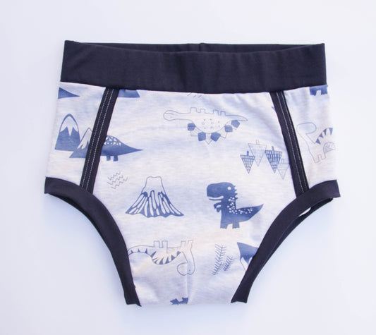 ABDL training pants for adult Dino on a gray background