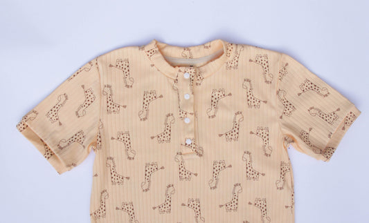 ABDL Adult Baby Bodysuit Giraffe. Cotton Onesie with Shoulder Closure